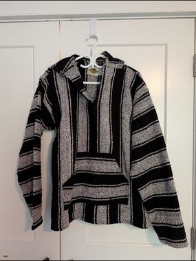 Woven Black & Grey Baja Hoodie